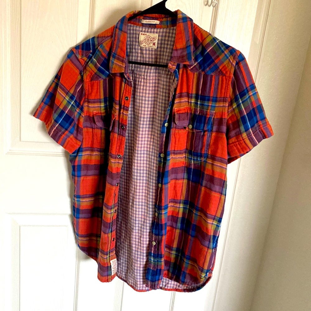Lucky orang plaid T-shirt